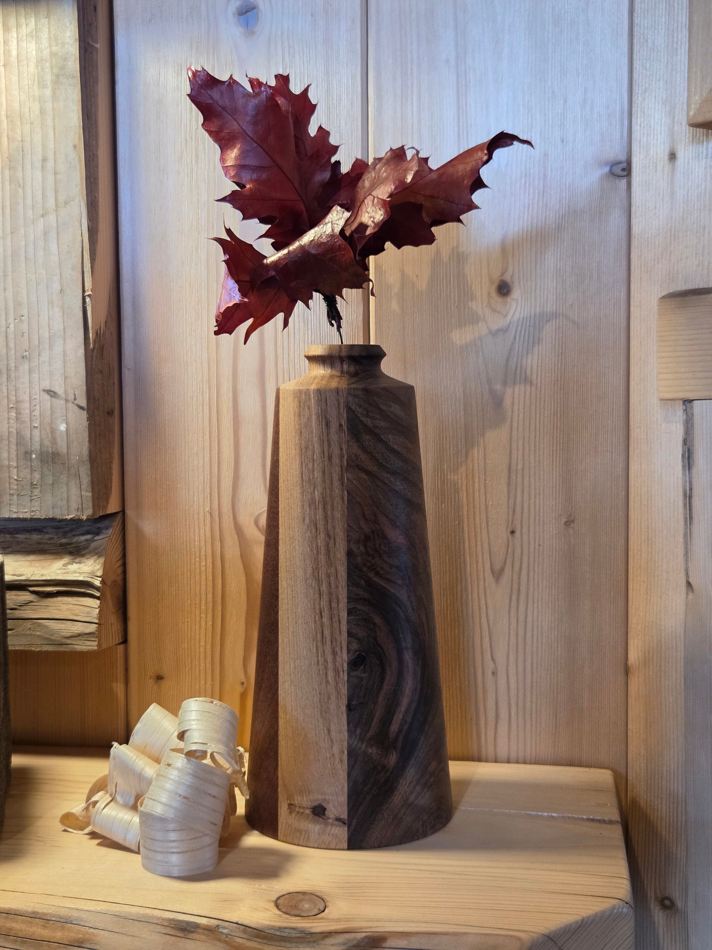 Portafialetta in beli, rovere e mogano