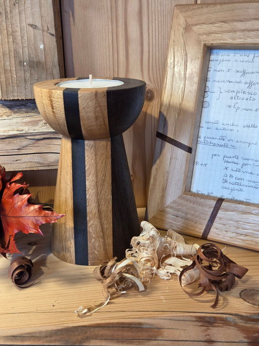 Portacandela in rovere, wenge e quercia fossile