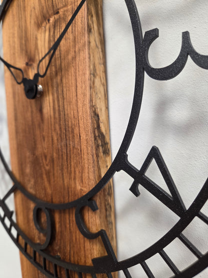 Orologio da muro in acacia antica